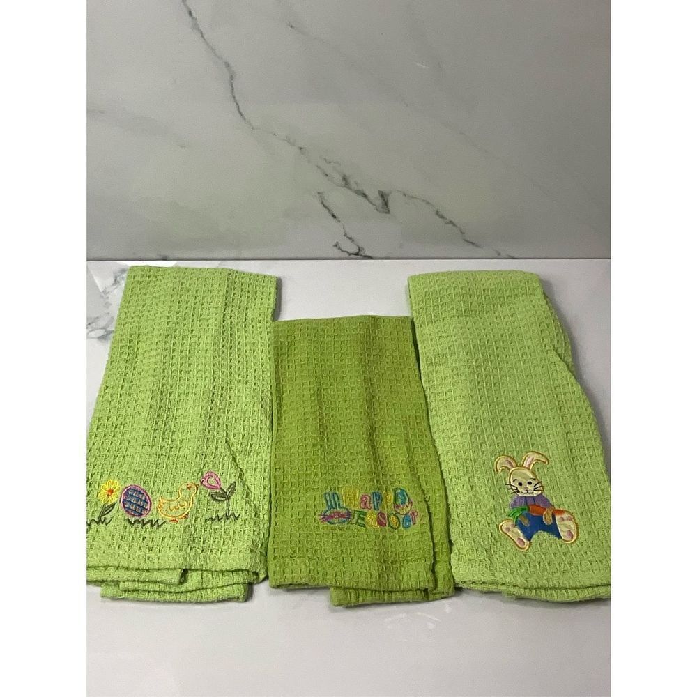 VINTAGE Embroidered Easter Tea Towels